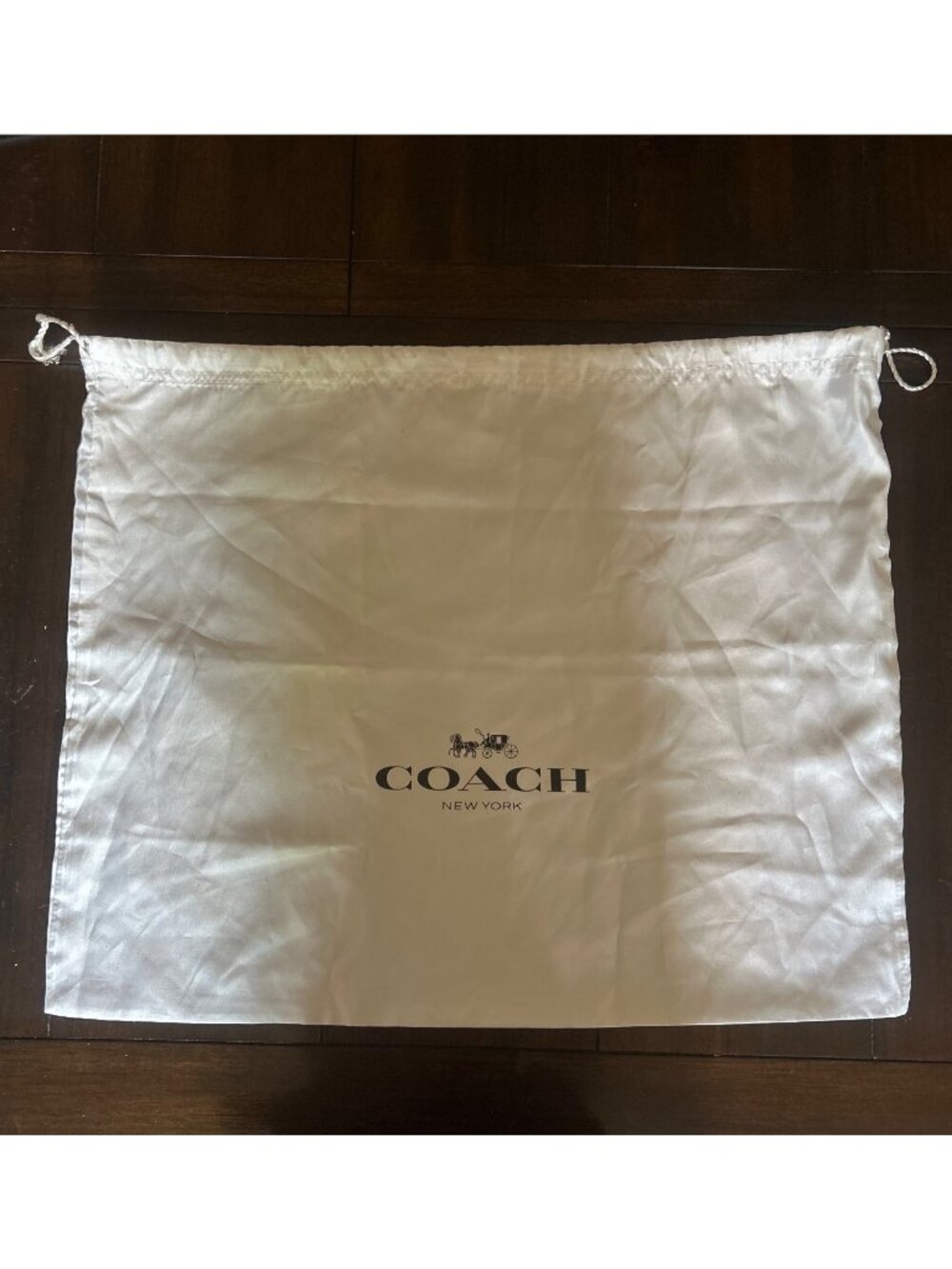 Coach White Satin Dust Bag Drawstring Horse & Carriage Logo Storage Pouch Large